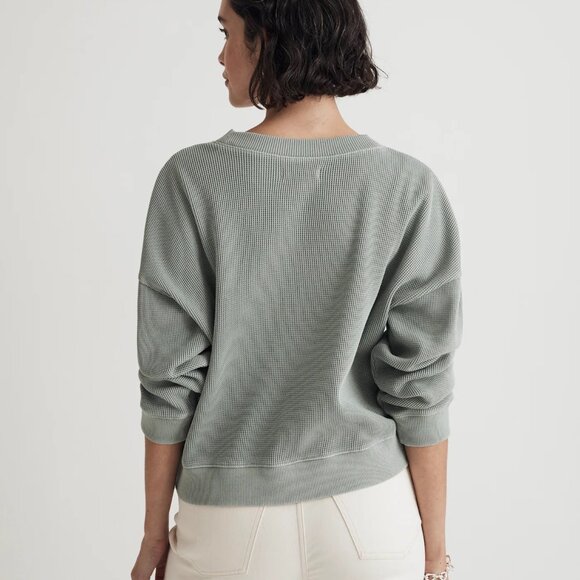 Madewell - Waffle Knit Boxy Sweatshirt Tee in Black Coal - Picture 8 of 11